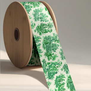 Grüner Vintage-Blumentoile-Grosgrain Ripsband