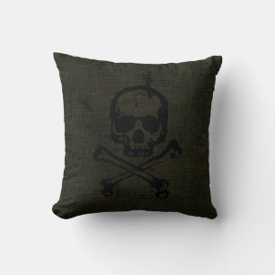 Grüner Vintage-Grunge-Totenkopf-Halloween Kissen