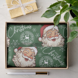 Grüner Vintage-Santa Nordpol Post-Weihnachten Seidenpapier