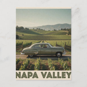 🏔️ Grüner Vintagewagen Napa Valley Postkarte