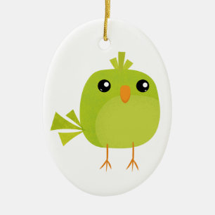 Grüner Vogel Cartoon Keramik Ornament