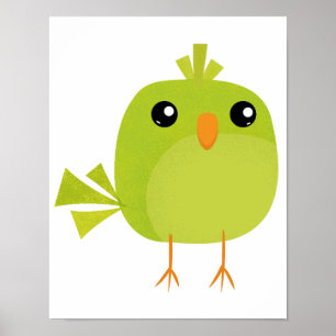 Grüner Vogel Cartoon Poster
