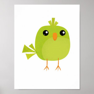Grüner Vogel Cartoon Poster