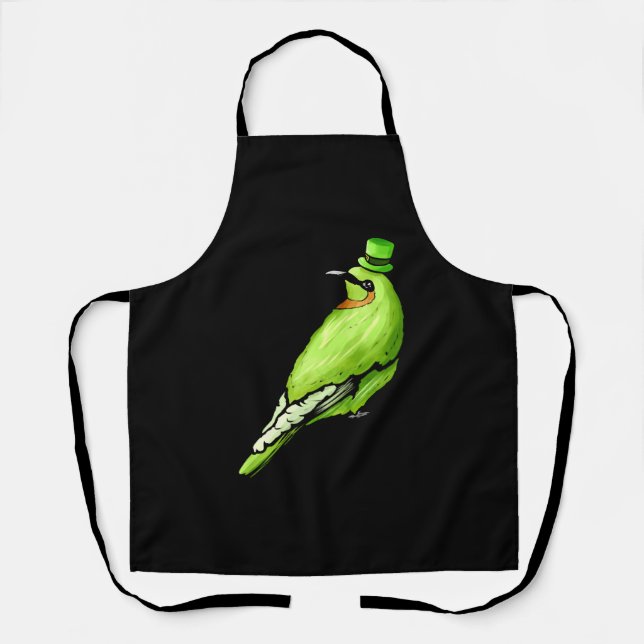 Grüner Vogel mit Grüner Hut für St Patricks Day Schürze (Vorderseite)