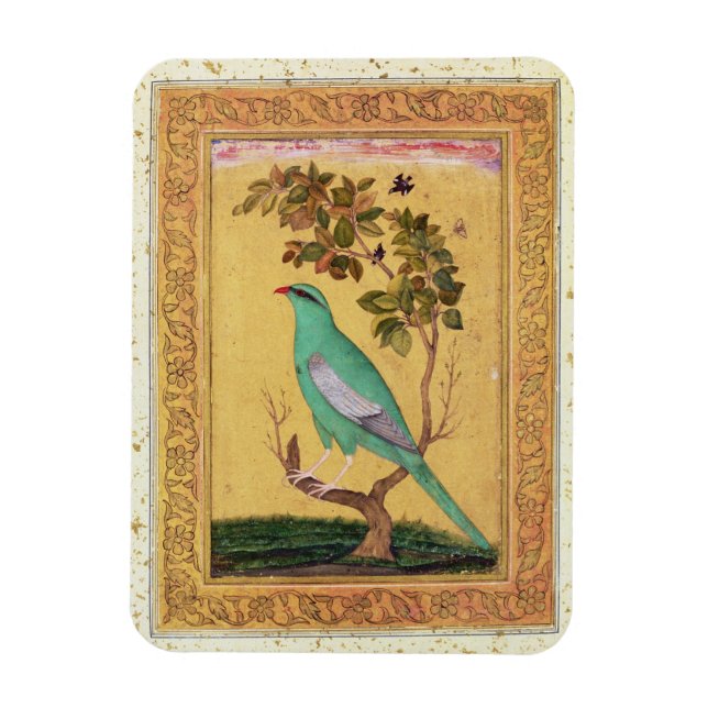 Grüner Vogel, Mughal (Gouache auf Papier) Magnet (Vertikal)