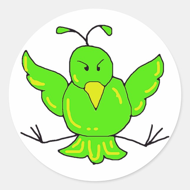 Grüner Vogel Runder Aufkleber (Vorderseite)