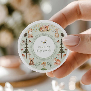 Grüner Wald Baby Shower Favor Rund Aufkleber