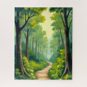Grüner Waldweg   Üppige Natur Aquarell