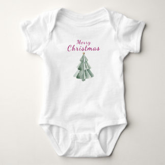 Grüner Wasserfarben-Weihnachtsbaum für die Feierta Baby Strampler