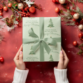 Grüner Wasserfarben-Weihnachtsbaum Individuelle We Geschenkpapier Set