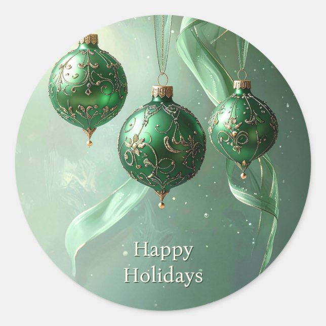 Grüner Weihnachtsball-Feiertagsaufkleber Runder Aufkleber (Vorderseite)