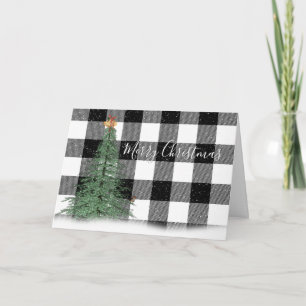 Grüner Weihnachtsbaum auf Karierter Karte