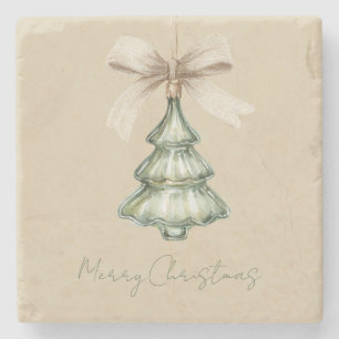 Grüner Weihnachtsbaum-Creme-Bogen Steinuntersetzer
