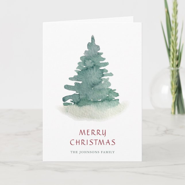 Grüner Weihnachtsbaum Feiertagskarte (Vorderseite)