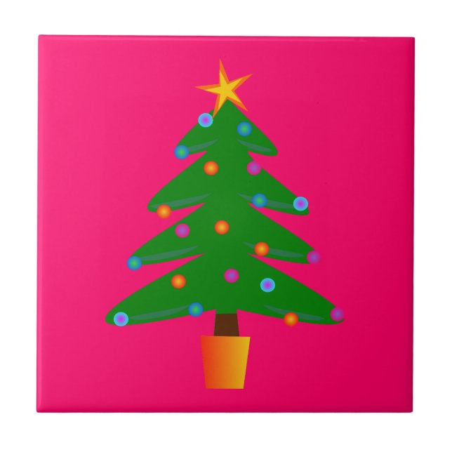 Grüner Weihnachtsbaum Fliese (Vorderseite)