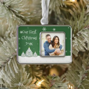 Grüner Weihnachtsbaum Gerahmte Ornamente Rahmen-Ornament Silber