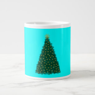 Grüner Weihnachtsbaum, goldene galoppierende Pferd Jumbo-Tasse