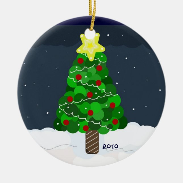 Grüner Weihnachtsbaum Keramik Ornament (Vorne)