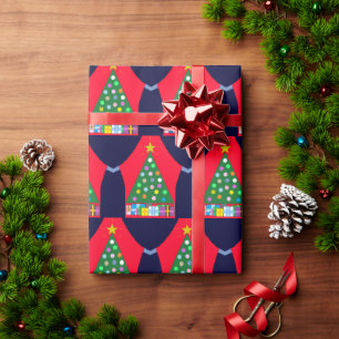 Grüner Weihnachtsbaum mit Blue Drapes: Geschenkpapier