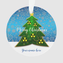 Grüner Weihnachtsbaum mit Radiationszeichen Ornament