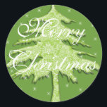 Grüner Weihnachtsbaum mit Sternen Runder Aufkleber<br><div class="desc">Weitere Weihnachtsdesigns von Sandra</div>