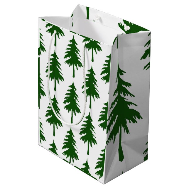 Grüner Weihnachtsbaum Mittlere Geschenktüte (Rückseite Schrägansicht)