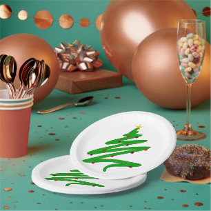 Grüner Weihnachtsbaum Pappteller