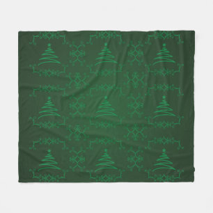 Grüner Weihnachtsbaum-Schwung-Fliesenmuster Fleecedecke