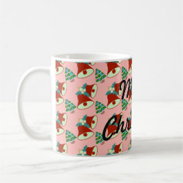 Grüner Weihnachtsbaum und rote und grüne Glocken Kaffeetasse