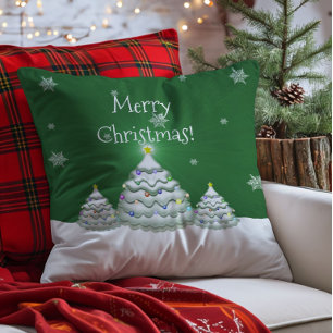 Grüner Weihnachtsbaum Wurf Kissen