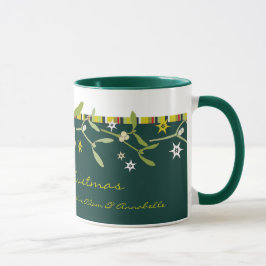 Grüner Weihnachtsmistelzweig danken Ihnen Tasse