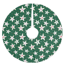 Grüner Weihnachtsstern-Keksteig Skirt Polyester Weihnachtsbaumdecke