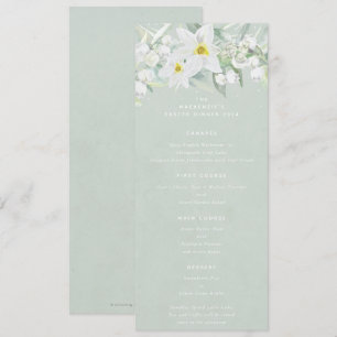 Grüner weißer Frühling Florals Flat 4 Course Oster Menükarte