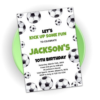 Grüner weißer Fußball - Geburtstagseinladungen Einladung