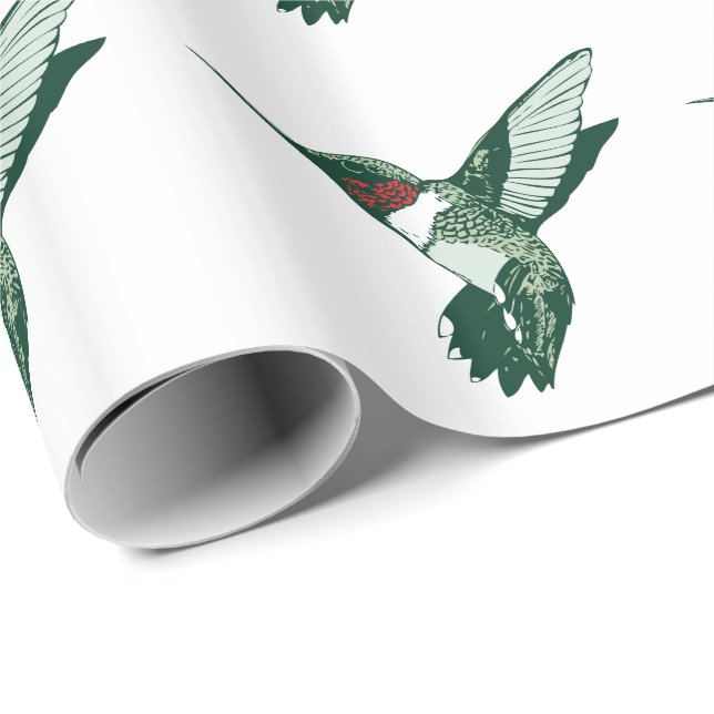 Grüner, weißer, roter Flattern-Kolibri Geschenkpapier (Rolleneckpunkt)