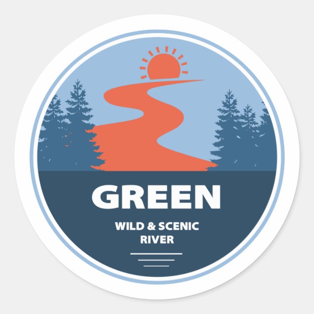Grüner Wild und Landschaftlicher Fluss Runder Aufkleber (Vorderseite)