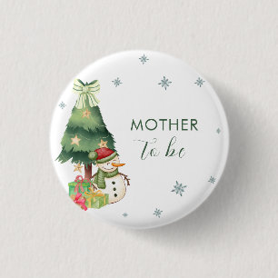 Grüner Winter Schneemann Mutter werdende Baby-Part Button
