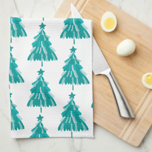 Grüner Winterwald Weihnachtsbaum Geschirrtuch