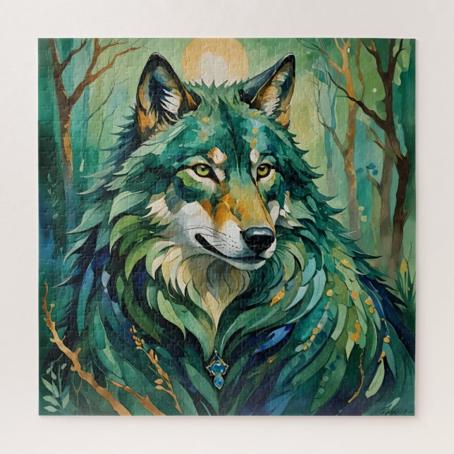 Grüner Wolf im Waldrätsel (Vertikal)