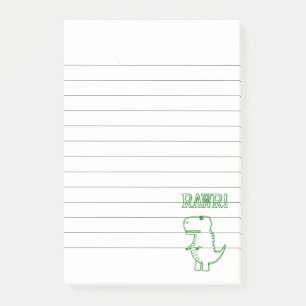 Grüner wütender T Rex Dino liniert Post-it Klebezettel