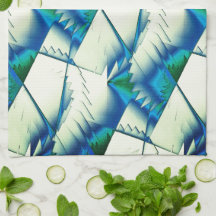 Grüner Zickzack oder Sägen auf intensivem Zyan bis