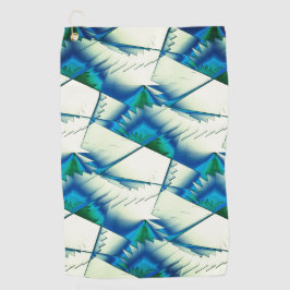 Grüner Zickzack oder Sägen auf intensivem Zyan bis Golfhandtuch