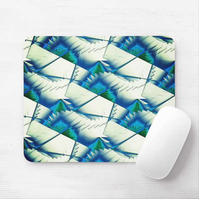 Grüner Zickzack oder Sägen auf intensivem Zyan bis Mousepad (Mit Mouse)