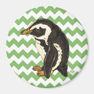 Grüner Zickzack Penguin Magnet