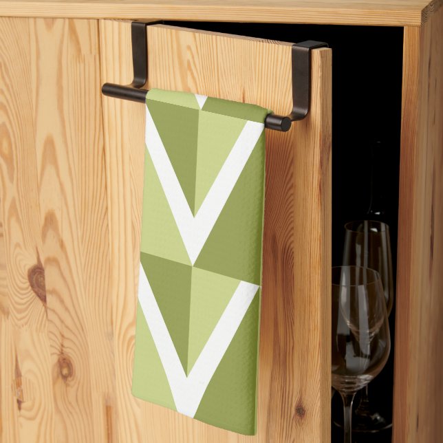 Grüner Zickzack Streifen Geschirrtuch (Drittel gefaltet)