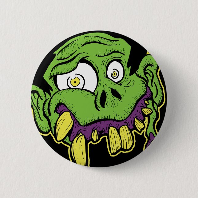 Grüner Zombie-Kopf Button (Vorderseite)