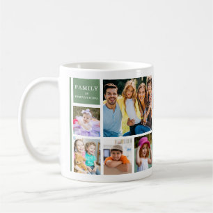 Grünes 12 Familienfoto-Collage-Zitat Monogrammiert Kaffeetasse