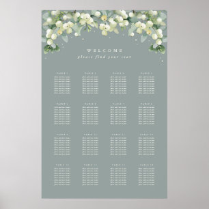Grünes 24x36" 16-Tische-Sitzplan-Poster mit 8 Sitz Poster