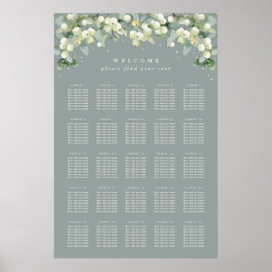 Grünes 24x36" 25 Tische mit 8 Sitzplätzen Sitzplan Poster