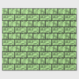 Grünes 8-BitVideospiel-Art-Ziegelstein-Muster Geschenkpapier